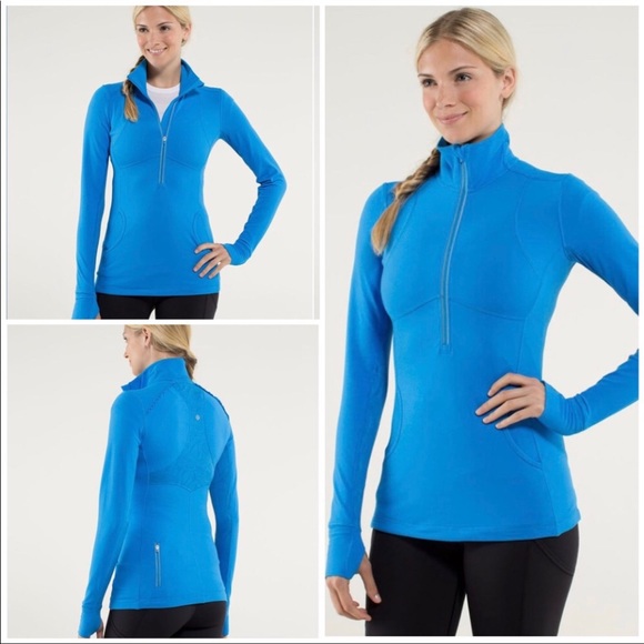 RARE Lululemon 10 Star Runner 1/2 Zip L/S Cornflower Blue RULU Ruffles Mesh - Picture 8 of 16